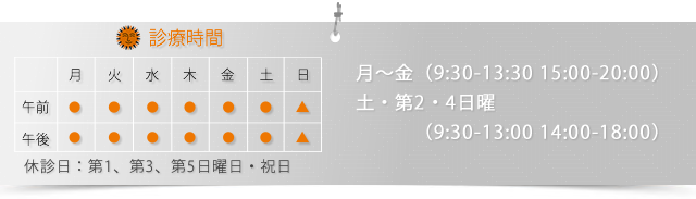 診療時間9:30~20:00・祝日休診